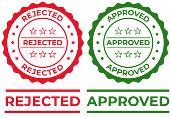 Approved and rejected stamps illustration transparent background design art blank red green variation icons symbol.