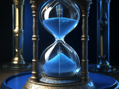 Countdown begins Realistic  antique timer sand flowing endlessly, Generative Ai