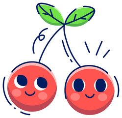 Obraz premium Cherry Cute Fruit Sticker