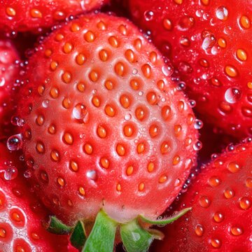 Berry Bonanza. Red Strawberries in Milk