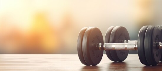 Exercise equipment for a healthy lifestyle banner with space for copy Copy space image Place for adding text or design