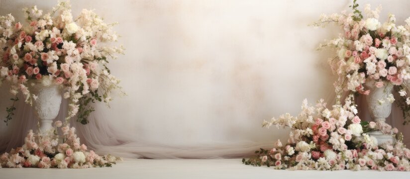 Floral wedding backdrop and décor Copy space image Place for adding text or design