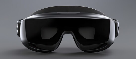 Empty virtual reality goggles mockup rear perspective rendered in 3D Isolated simulation helmet template Transparent optical illusion oculus glasses Copy space image Place for adding text or de