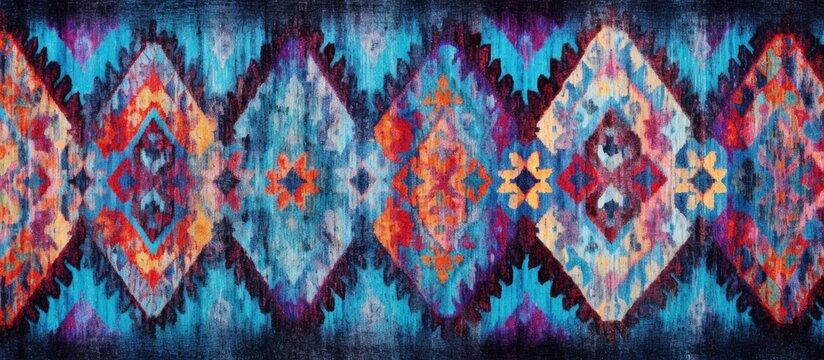 Ethnic patterned rug with fabric texture and grunge boho background illustration Copy space image Place for adding text or design