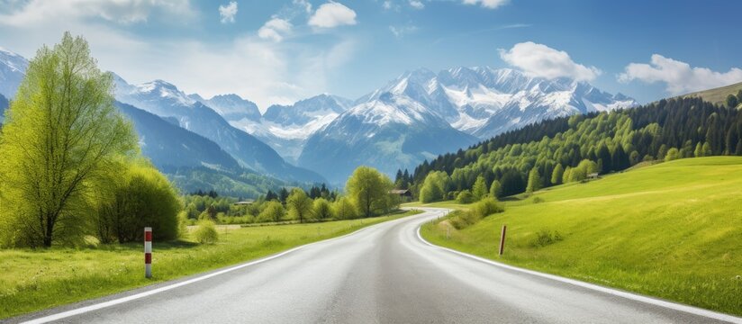 European alps countryside road Copy space image Place for adding text or design