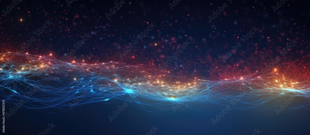 Wall mural digital rendering of abstract space background with dynamic particles representing big data visualiz