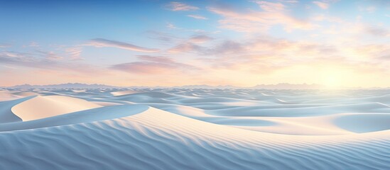 Fototapeta na wymiar Evening sun shining on White Sands dunes Copy space image Place for adding text or design