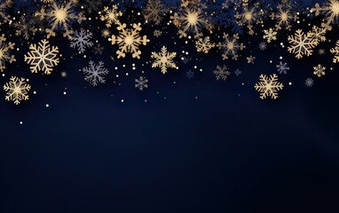 Navy Christmas background with snowflakes - obrazy, fototapety, plakaty