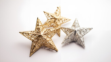 golden christmas star on white, Decorative Iron Hanging Star, 