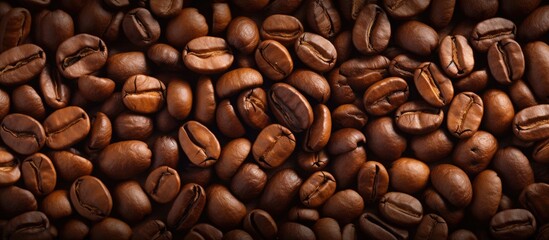 Fototapeta premium Coffee beans can be used for background and texture Copy space image Place for adding text or design