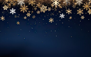Navy Christmas background with snowflakes