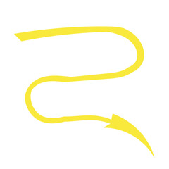 yellow hand draw arrow vector