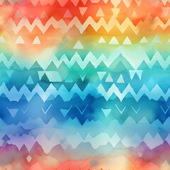 abstract colourful watercolour rainbow gradient zigzag seamless texture pattern
