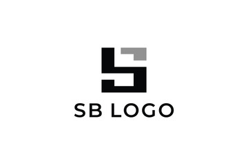 Square shape letter SB BS logo design