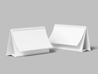 White Blank Two Desk Calendars 3D Mockup