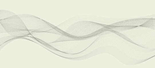 Fototapeta premium Abstract wave element for design. Digital frequency track equalizer. Stylized line art background. Vector illustration. Wave with lines created using the blend tool. Curved wavy line, smooth stripe.
