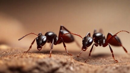 close-up portrait of ants against textured background with space for text, AI generated, background image
