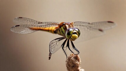 close-up portrait of dragonfly against textured background, AI generated, background image