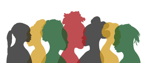 Silhouettes of dark-skinned African and African-American men and women.