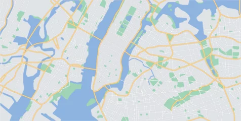 Fotobehang Layered editable vector streetmap of Newyork,USA,which contains lines and colored shapes for lands,roads,rivers and parks. © T shooter