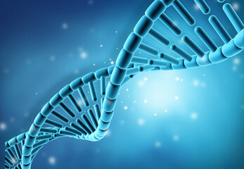 DNA strand on blue color background. 3d illustration.