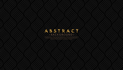 Luxury curve line pattern on black background. Abstract premium curve lines seamless set. Vector illustration.