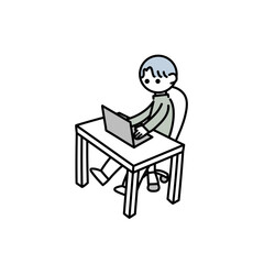 パソコン作業する男性