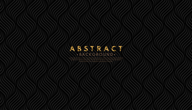 Luxury curve line pattern on black background. Abstract premium curve lines seamless set. Vector illustration.