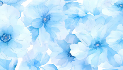 Fototapeta na wymiar Abstract blue and white flower petals background. Watercolor illustration wallpaper. Background for decorations. 