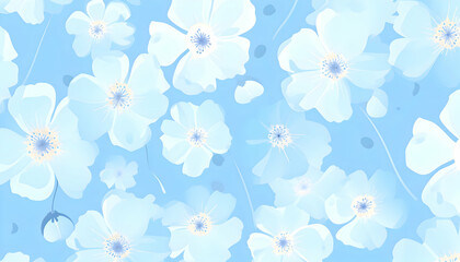 Abstract pastel blue flowers petals background. 