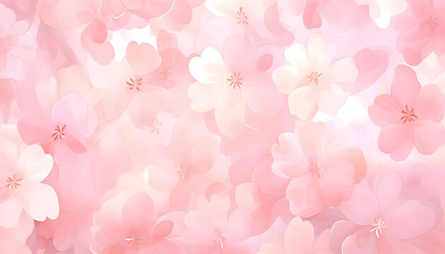 Pink and white flowers abstract watercolor background. Artistic wallpaper pastel colored.  