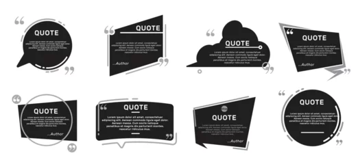 Fotobehang Quote remark frames. Quotation frame, quotes and mention quotations remarks templates. Info tag, quote textbox blog remarks or discussion citation memo word label. Isolated symbols vector set  © FK