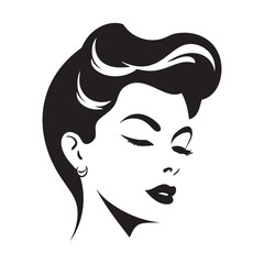 illustration of women short hair style icon, logo women face on white background, vector