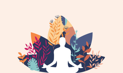 Mental health wellness wellbeing and growth mindset illustration