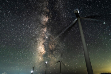 風力発電と天の川