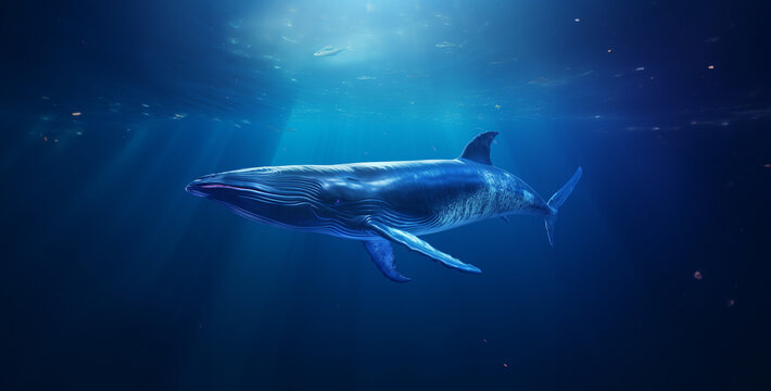 an image of a massive blue whale swimming