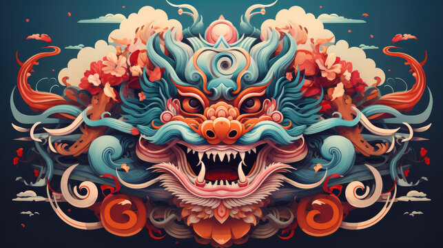 The 3D majestic Chinese dragon totem, Chinese zodiac signs