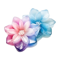 Obraz premium Watercolor Flower-shaped soaps arrangement is displayed against a transparent background for creative artworks that require floral illustrations.