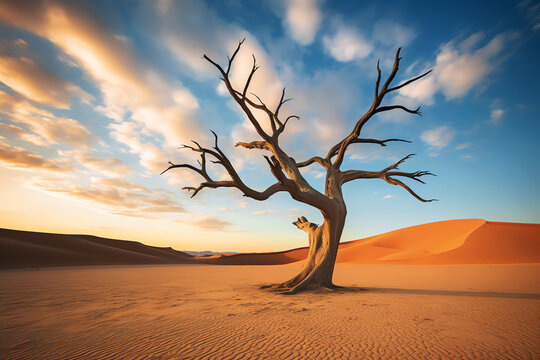 dead tree in desert, AI generated © Frédéric Prochasson