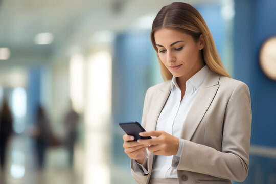 business woman with smartphone, AI generated