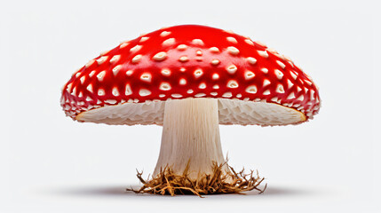 Red mushroom Fly agaric Amanita mascara isolated on white background
