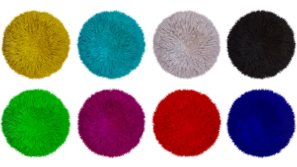 Fotobehang Colorful Pom Pom fur isolated on PNG Transparent background © mabaci