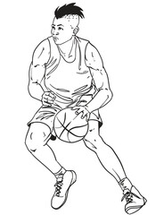 Fototapeta premium hand drawn Action Basketball vector illustration
