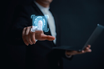 Cybersecurity and data protection businessman user privacy data information security encryption protect business and financial transaction data from cyber attacks.