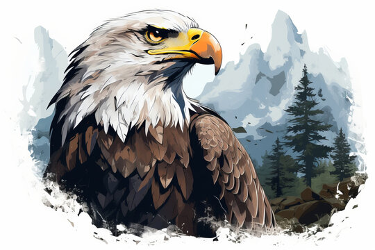Shirt design with mighty eagle animal