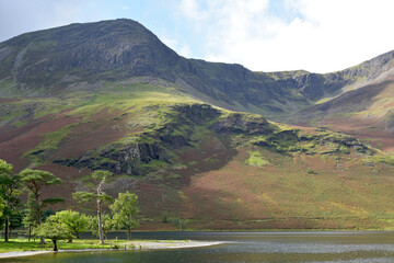The mountain of High Stile above the lake shores of Buttermere in the Lake District