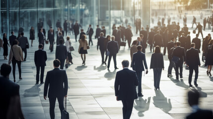 Crowd of business people walking in the city