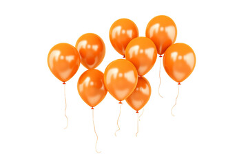 Vibrant Orange Balloons Floating Joyfully Isolated on Transparent Background
