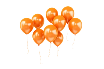 Poster Vibrant Orange Balloons Floating Joyfully Isolated on Transparent Background © Cool Free Games
