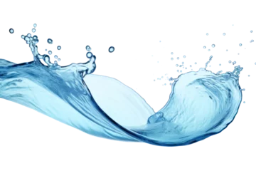Fotobehang Blue water swirl splash with little bubbles isolated on transparent background. © tong2530